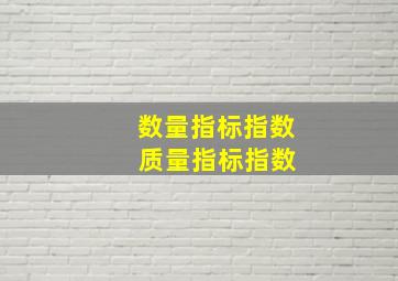 数量指标指数 质量指标指数